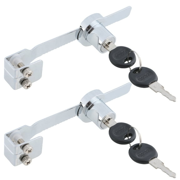 2Pcs Stainless Steel Glass Case Lock Sliding Glass Door Lock Ratchets Lock with Key for Trophies Case, Retail Case