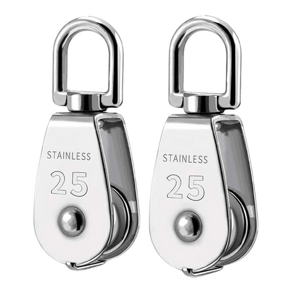 2Pcs Stainless Steel Heavy Duty Single Wheel Swivels Lifting Wire Rope Pulley Block Cranes Swivels Hook Smooth Wire Rope