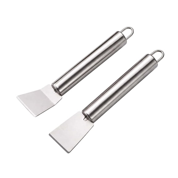 2Pcs Stainless Steel Ice Scraper Set Refrigerator Defrosting Scraper Freezer Cleaning Tool Kitchen Frost Removal Tool,Silver-16.5X3.6Cm