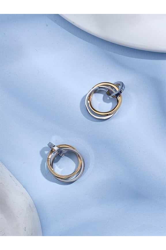 2Pcs Stainless Steel Interlocking Ring Pendants Dangle Charms Pendant for DIY Jewelry Making 37.5-38x21mm 304 Stainless Steel