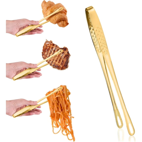 2Pcs Stainless Steel Kitchen Tweezers for Food PlatingGolden24