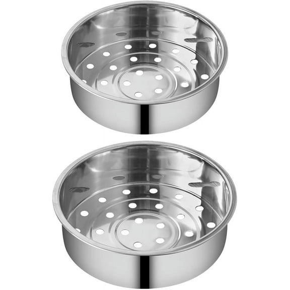 2Pcs Stainless Steel Metal Basket Round Steam Holder Tray Rack Stand Food Grade Steamer Steam Basket for Rice Cooker Warmer Kitchen Cookware for Vegetable, Fish, Meat (2 Sizes)