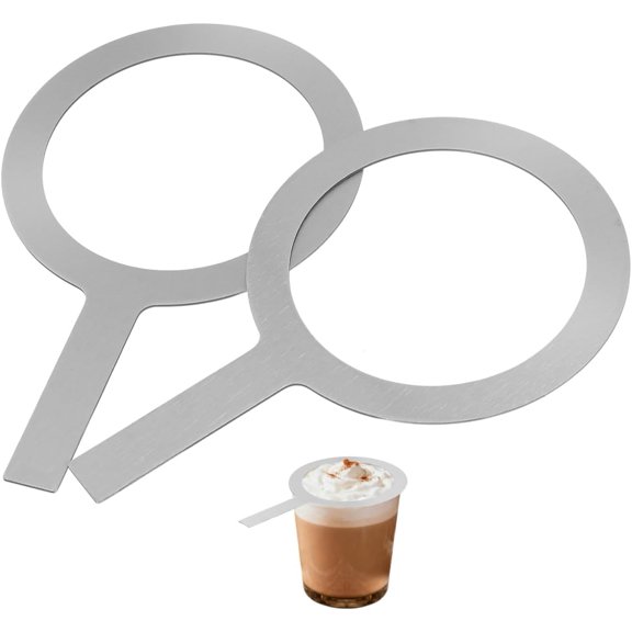 2Pcs Stainless Steel Milk Cup Rim Culinary Blow Torches Protective Covers Tea Cup Gasket Baking Rings for DIY Milk Tea Brulee Making, 16X10CM, Silver