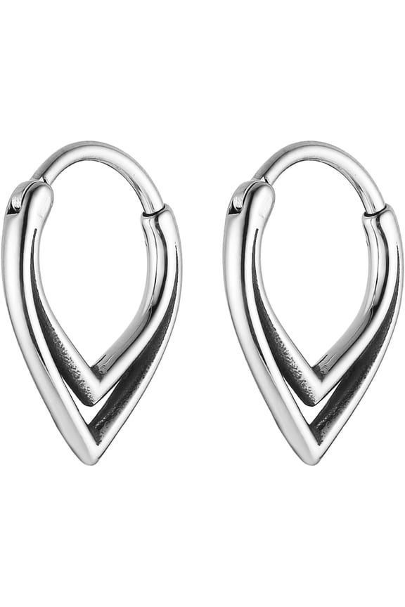 2Pcs Stainless Steel Nose Rings Hoops for Women Drop Septum Rings Hoop Cartilage Clicker Earrings
