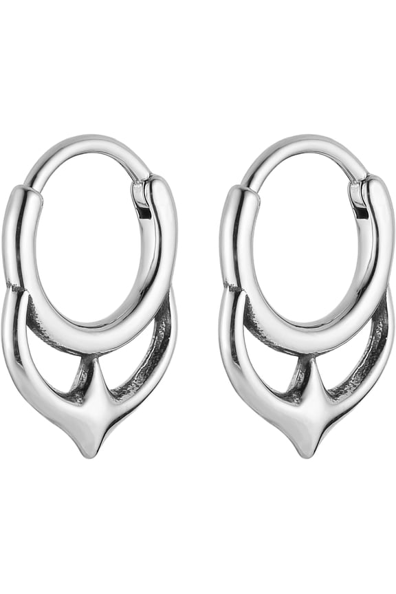 2Pcs Stainless Steel Nose Rings Hoops for Women Drop Septum Rings Hoop Cartilage Clicker Earrings