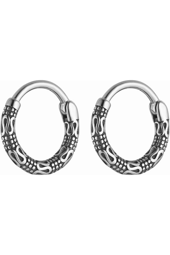 2Pcs Stainless Steel Nose Rings Hoops for Women Drop Septum Rings Hoop Cartilage Clicker Earrings