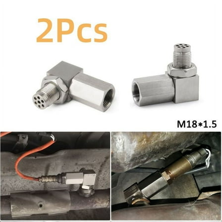 2Pcs Stainless Steel O₂ Sensor Spacer Adapter 90 Degree Connector Adapter M18x1.5 Universal