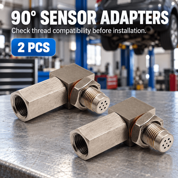 2Pcs Stainless Steel O₂ Sensor Spacer Adapter 90 Degree Connector Adapter M18x1.5 Universal By Akifronte