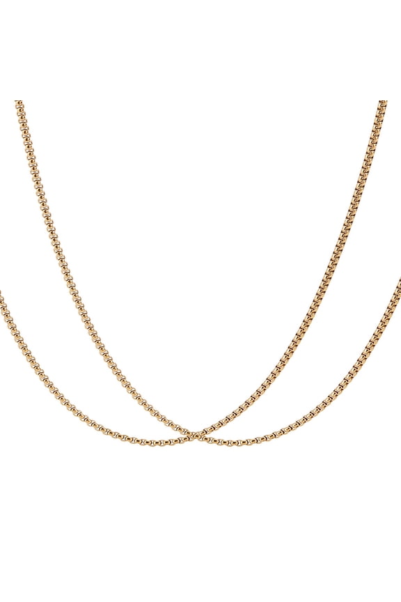 2Pcs Stainless Steel Punk Box Chain Necklaces for Men Golden 19.69 inch(50cm) for DIY