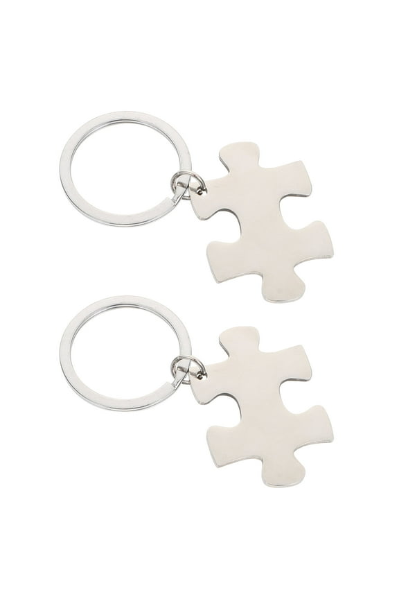 2Pcs Stainless Steel Puzzle Piece Key-chains Couples Key-chain Set Lovers Key-chains