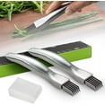 thumbnail image 1 of 2Pcs Stainless Steel Scallion Cutter Shred Knife,Green Onion Cutter Slicer,Garlic Cheese Shredder,Kitchen Tool Slice Cutlery,Multifunctional Vegetable Chopper Tool for Home Kitchen Restaurant Hotel, 1 of 7