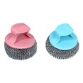 thumbnail image 1 of 2Pcs Stainless Steel Scrubber with Handle, Steel Wool Scrubber Tool for Cleaning Dishes, Scrubbing Scouring Brush Pad for Kitchen Pots, Pans, Sink,Removable and Washable Non-stick Pan(2 PCs), 1 of 7
