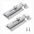 thumbnail image 1 of 2Pcs Stainless Steel Slide Bolt Latch, Bathroom Stall Door Latch with Screw,Slide Locks for Inside Hardware, 1 of 6