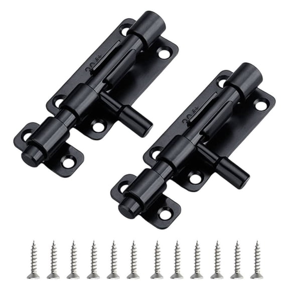 2Pcs Stainless Steel Sliding Latch Lock with Screws,Door Bolt Lock for Garden Gate,Bathroom,Bedroom Security
