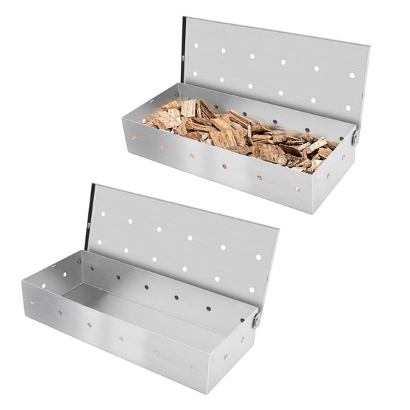 2Pcs Stainless Steel Smoke Box,Suitable For Wood Chip Rack Charcoal Smoke Furnace Accessories