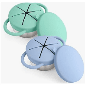2Pcs Stainless Steel Snack Cups, Detachable Stainless Steel Toddler Snack Cups with Silicone Lids
