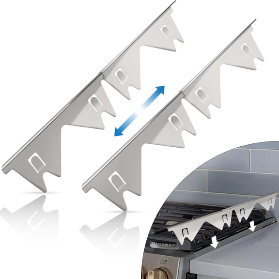2Pcs Stainless Steel Stove Gap Covers, Stove Gap Filler for Kitchen, Adjustable Length 13.8" to 27.5" - Sliver