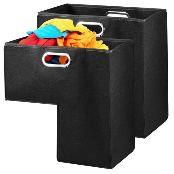 2Pcs Stair Basket with Stainless Steel Handle L-Shape Staircase Basket for Carpeted and Wooden Stairs Felt Stair Step Organizer 16.5×10×16.5 Inch Staircase Storage Organizer for Office Home Decor