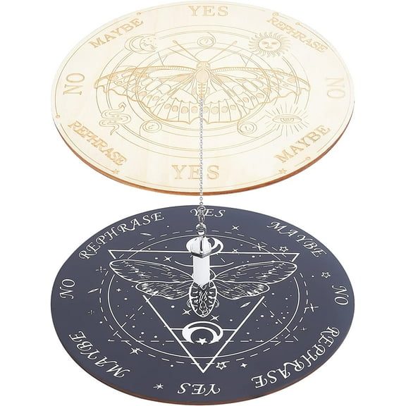 2Pcs Star Pendulum Board Divination Metaphysical Message Board Witchcraft Altar Supplies Kit with Necklace for Witchcraft Colorful