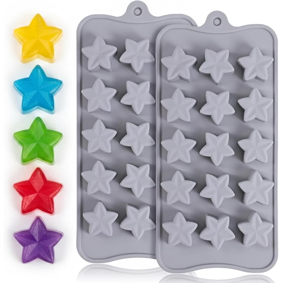 2Pcs Star Silicone Mold Star Candy Mold Mini Stars Mint Molds Small Candle Molds Stars Ice Cube Tray for Cream Cheese Mints Candy Jelly Snack Making Candle Wax Melt Graduation Wedding Home(xxw)