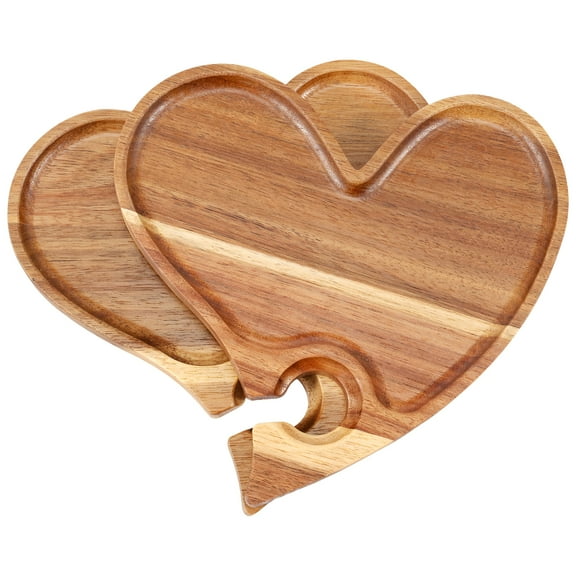 2Pcs Steak Plate with Wine Glass Holder Heart Shaped or Rectangle Side Cutout Design Tray for Family Greeting Activity