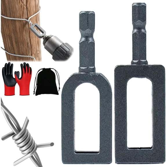 2Pcs Steel Wire Twisting Tool for Drill 1/4" Hex Shank Alloy Steel for Fencing Rebar Tying Construction