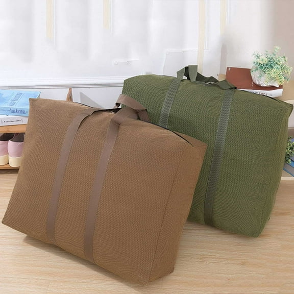 2Pcs Storage Bag Under $5! Yannianjz Large Storage Bag Multipurpose Canvas Laundry Organizer Bag, Waterproof Duffel Bag for Clothes Blankets Travel Moving and Storage