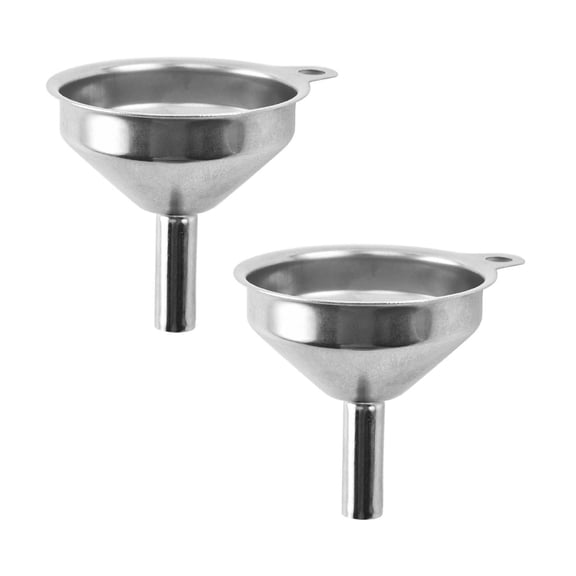 2Pcs Strap Handle Stainless Steel Strainer Funnel Flasks Pot Filler For Transferring Of Liquid Dry Ingredients And Powder Useful Funnel