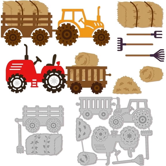 2Pcs Straw Cart Metal Die Cut Cutting Die Stencils for Card DIY Scrapbooking Album Craft