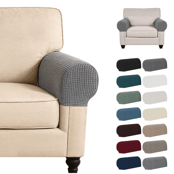 2Pcs Stretch Sofa Armrest Covers Textured Elastic Arm Caps Anti Slip Furniture Protector for Couch Arm Decoration