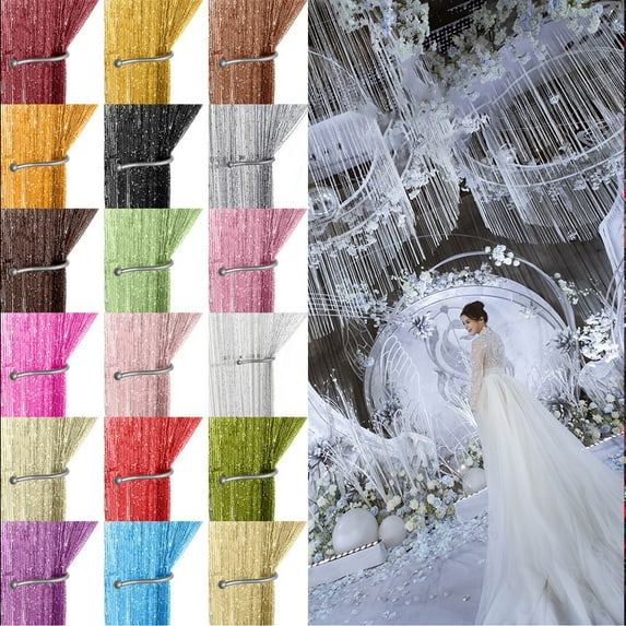 2Pcs String Curtains Beaded Door Curtain,Curtains Panel Divider Window Door Fly Screen for Door Wall and Window Decoration,200cm x 100 cm