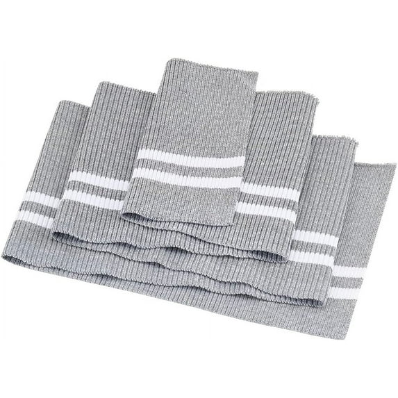 2Pcs Striped Elastic Fiber Ribbing Fabric 37.4x5.7inch Light Grey Waistbands Collar Cuffs Trim Material with White Line for Quilting Clothes DIY Sewing Crafts 1.5mm Thick DIY