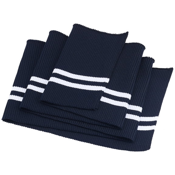 2Pcs Striped Elastic Fiber Ribbing Fabric 37.4x5.7inch Prussian Blue Waistbands Collar Cuffs Trim Material with White Line for Quilting Clothes