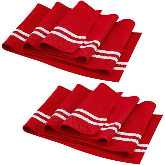 2Pcs Striped Ribbing Fabric for Cuffs 5.5x37" Red Waistbands Collar Cuffs Trim Material with Black Line