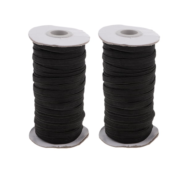 2Pcs Strong Stretchy Elastic Thread Round Cord St Rope Black