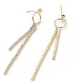 thumbnail image 1 of 2Pcs Stud Earring Findings Brass Cubic Zirconia Tassels Earrings for Half Drilled Beads 18K Gold Plated Dangle Earrings, 1 of 2