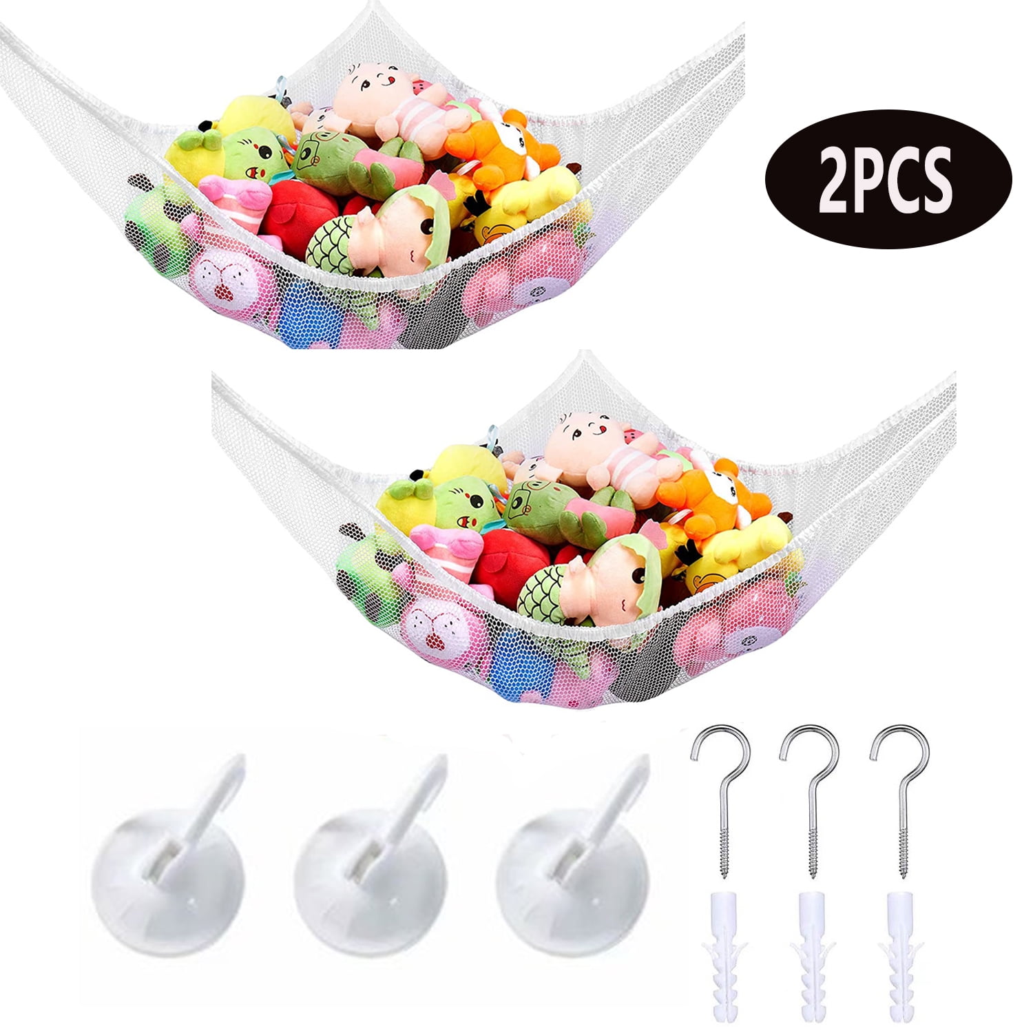 2Pcs Stuffed Animal Storage Net,Set of 2,83*59*59in Toy Organizer