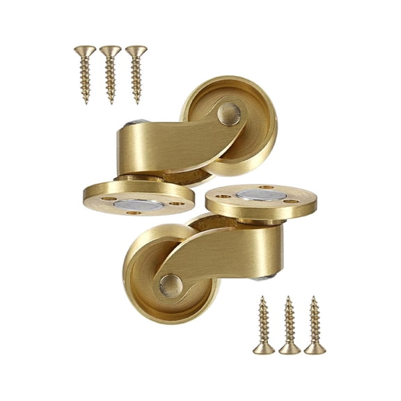 Sturdy Brass Casters Set of 2 Smooth Rolling Metal Wheel for Coffee Tables Trolleys Storage Box Daily Casual Use
