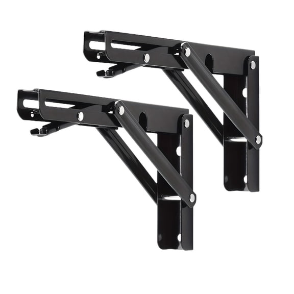 2Pcs Sturdy Folding Shelf Brackets - Heavy Duty Triangle Table Bench Folding Shelf Brackets, Wall Mou