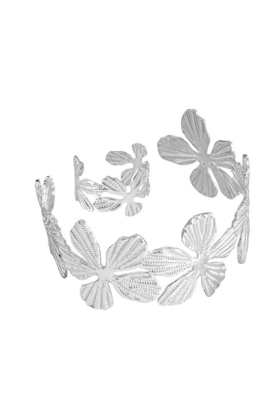 2Pcs Sturdy Iron Floral Bracelet Rings Set with Comfortable Adjustable Sizing