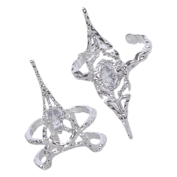 2Pcs Stylish Bone Nails Tip Rings Modern Adjustable Size Open Joint Rings Ornament Handmade Alloy Fashion Accessory