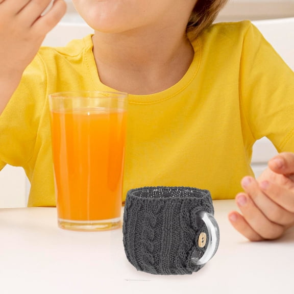 2Pcs Stylish Grey Knitted Mug Covers Insulation Sleeve for Coffee Tea Cups Home Office