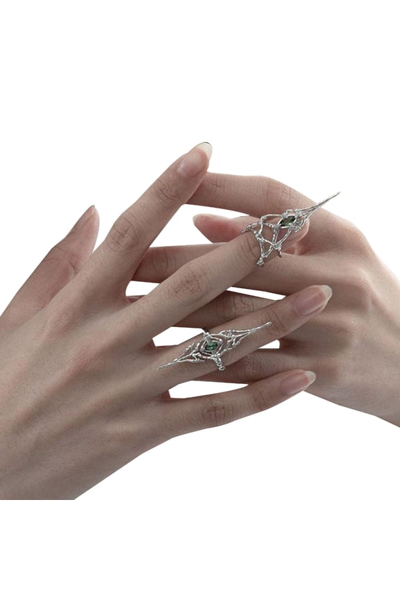 2Pcs Stylish Open Ended Bone Nail Rings Adjustable Rhinestones Irregular Ring Versatile Jewelry for Parties and Dates