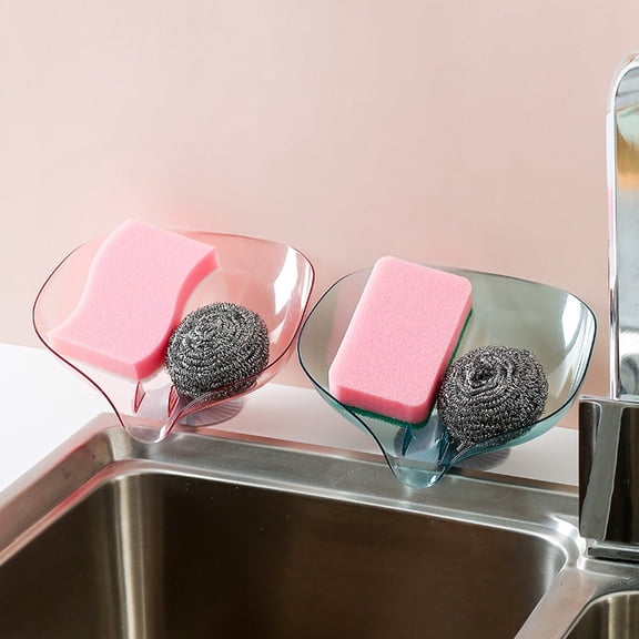 2Pcs Suction Cup Drain Holder, Multifunctional Sponge Storage Tray with Drainage Outlet, for Kitchen Sink Organizer