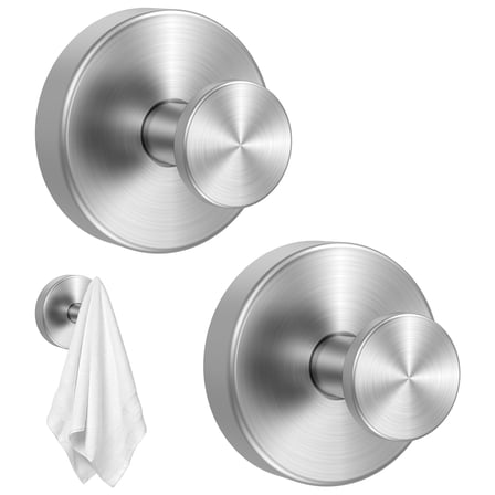 2Pcs Suction Cup Hooks 15lbs Stainless Steel Suction Cup Shower Hook Waterproof Rustproof Bathroom Towel Hanger No-Drill Towel Coat Hook for Mirrors Tiles Glass Shower Towel