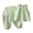 thumbnail image 1 of 2Pcs Summer Outfits Set for Toddler Girls For 18-24 Months Toddler Tank Top Pants Sets 2pc Plain Thin Sleeveless Undershirts Jogger Pants Outfits Baby Boys Fall Vest+trousers Green Gift 2PCS Set, 1 of 9