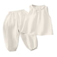 thumbnail image 1 of 2Pcs Summer Outfits Set for Toddler Girls For 9-10 Years Toddler Tank Top Pants Sets 2pc Plain Thin Sleeveless Undershirts Jogger Pants Outfits Baby Boys Fall Vest+trousers Beige Gift 2PCS Set, 1 of 9