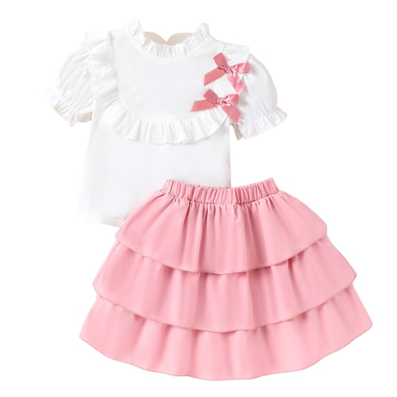 2Pcs Summer Outfits Set for Toddler Girls – Cute Flower Short Sleeve T-Shirt & Pants, Gift Idea Summer 2Pcs Gift Outfits Set Girls Summer Set 4-8 Years,4-5 Years