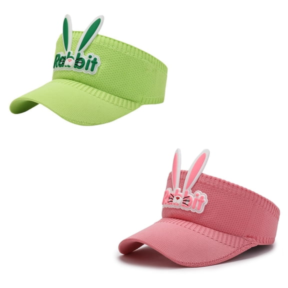 2Pcs Sun Visor Hat for Girls Boys, Rabbit Sports Cap for Sun Protection Outdoor Activities Cosplay Headwear