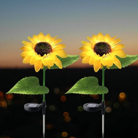 2Pcs Sunflower Landscape Lights, Simulation Flower Lawn Lamp,Solar Garden Stake Lights for Outdoor,courtyards,turf